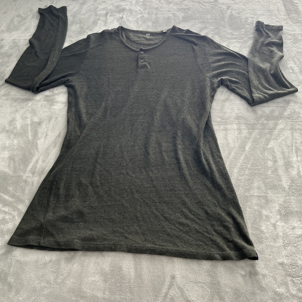 AG Adriano Goldschmied Gray Long Sleeve Henley Blouse Womens M Made in USA